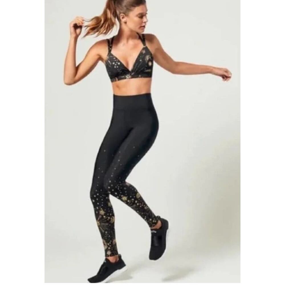 CARBON38 Astrology Cosmic Ombre Full Length Leggings Black Women Sz XS